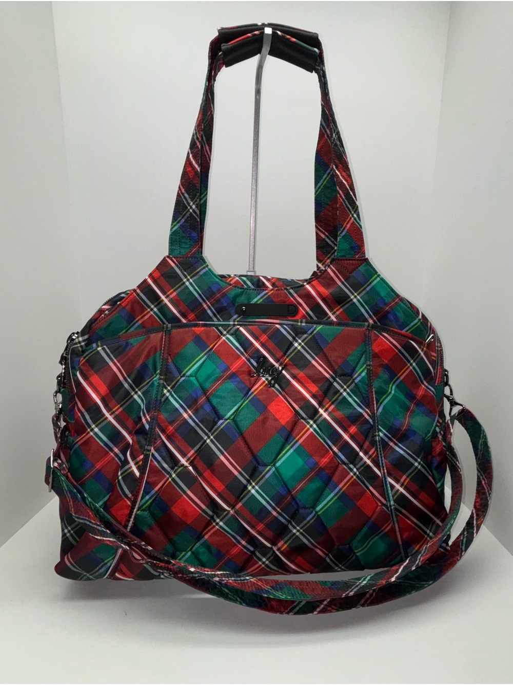 NWOT Lug PONTOON 2 TARTAN PLAID Large Travel Tote Gym Bag Red Green Blue w/Strap